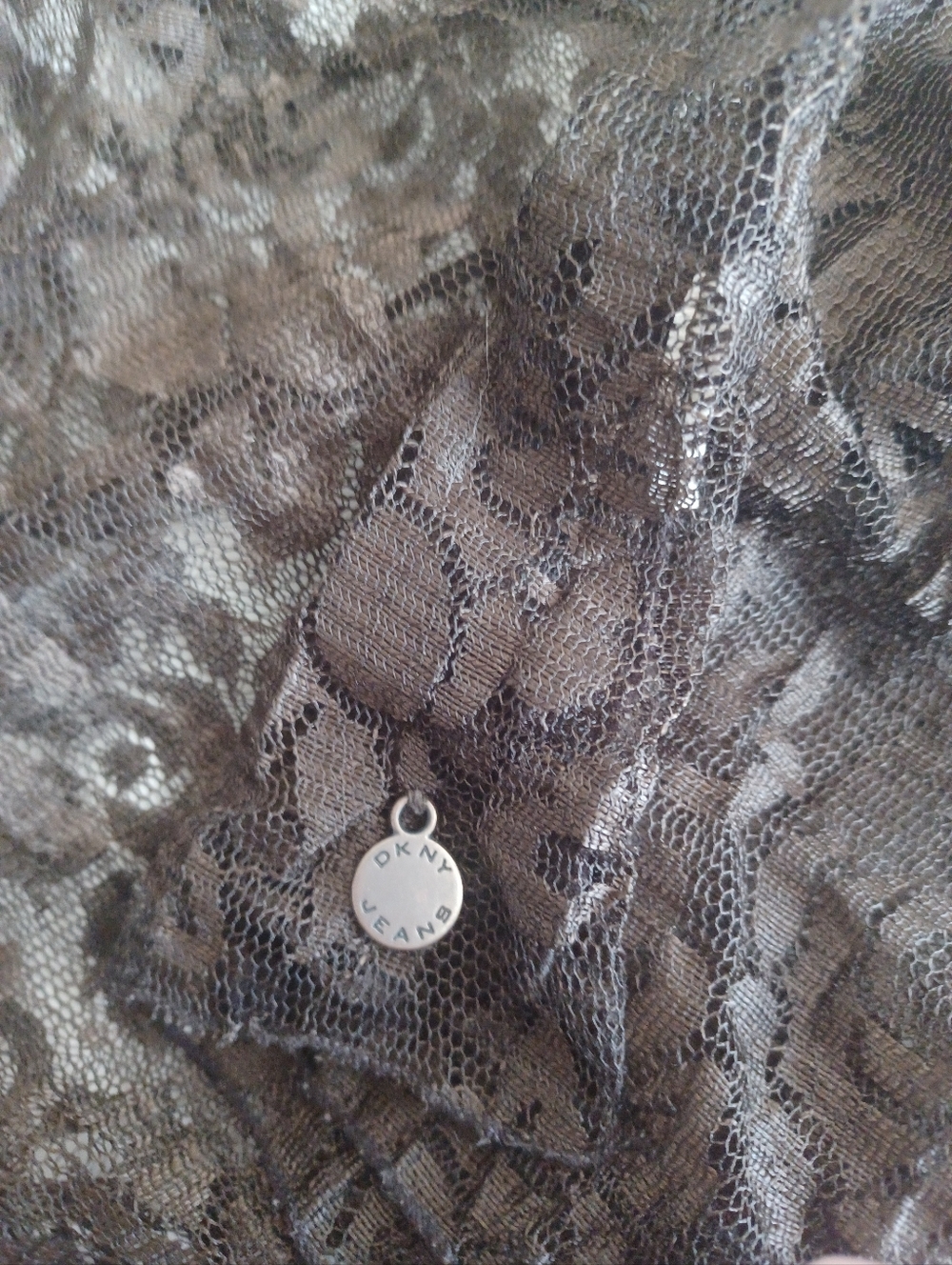 DKNY Brown Floral Lace V-Neck Top Vintage - Picture 6 of 6